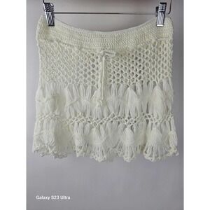 Women's, szM, cream colored swim cover skirt, crochet, NWOT